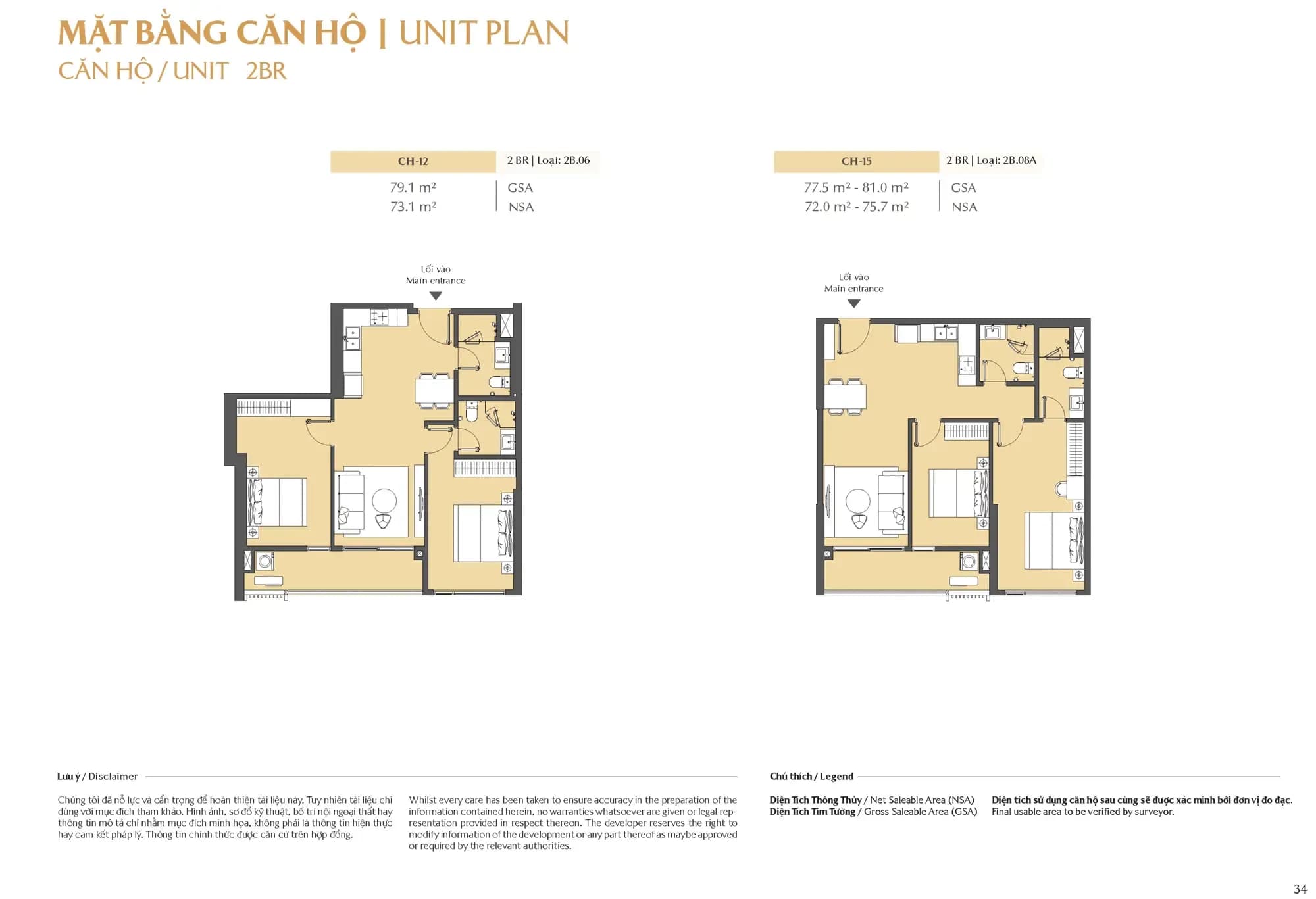 Layout CH-12 và CH-15 - 2PN - 77.5m² – 81m²